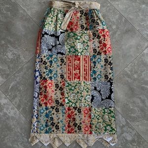 Vintage Gold Blouse & Patchwork Skirt (2 piece outfit)